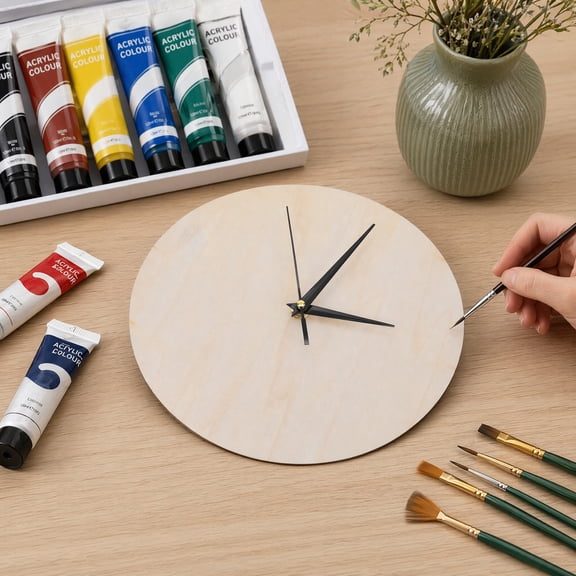 BESTYASH White Wooden Clock Face Round Blank Dial Unfinished for Craft Painting and Home Decor Projects