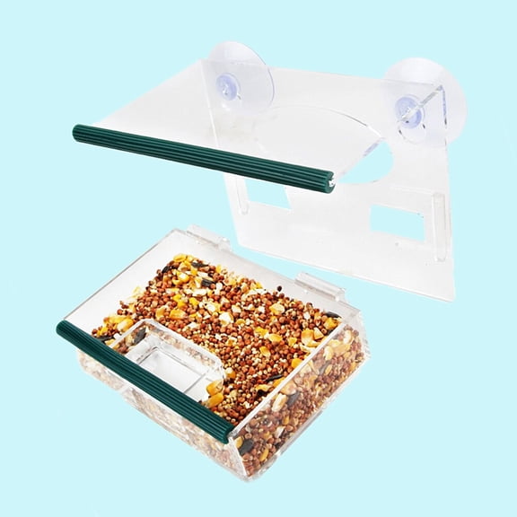 BESTYASH Window Bird Feeder with Cups and Extra Deep Tray for Wild Birds Feeding Outdoors
