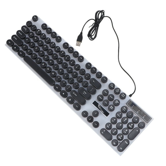 BESTYASH Wired USB Computer Keyboard Black with Glowing Round Keys Sleek Fashion Design