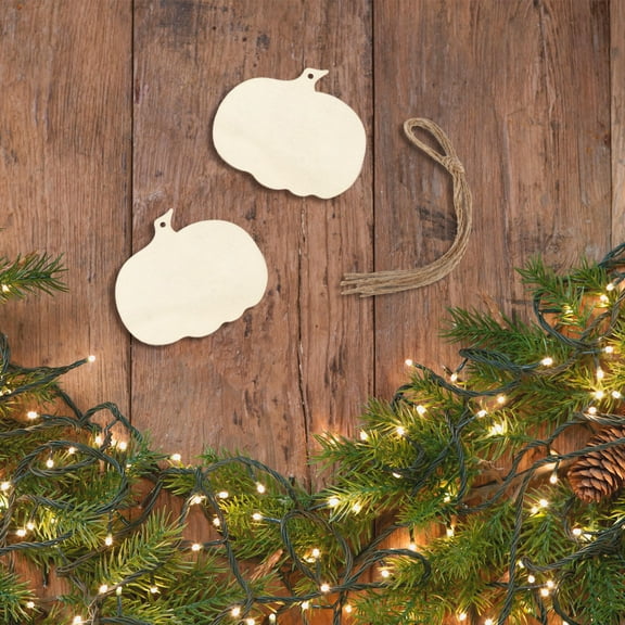 BESTYASH  Wood Craft 8Pcs Light Brown Pumpkin Shaped Ornaments for Family Activities