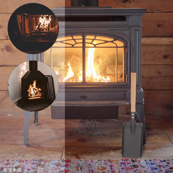 BESTYASH Wood Handle Brush and Shovel 2pcs Fireplace Cleaning Set Essential Accessories
