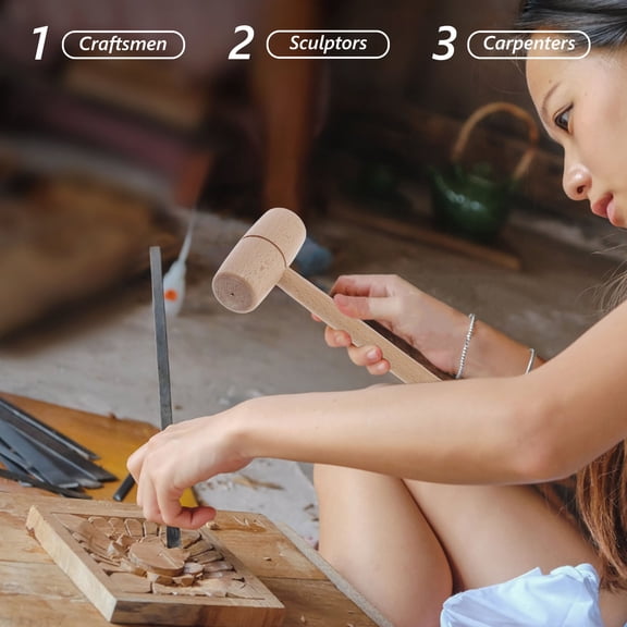 BESTYASH Wood Mallet Beechwood For DIY Projects Khaki 1Pcs