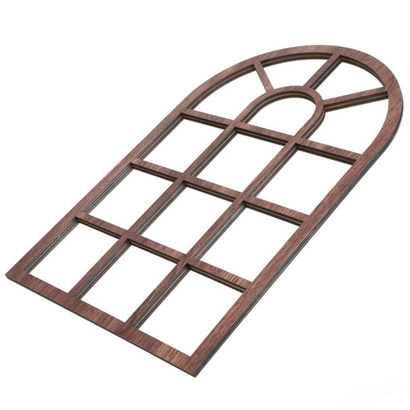 BESTYASH Wooden Arched Window Sticker with Self-Adhesive, Removable Design for Living Room Wall Decor, Light Brown, 23.6 x 39.4 Inches