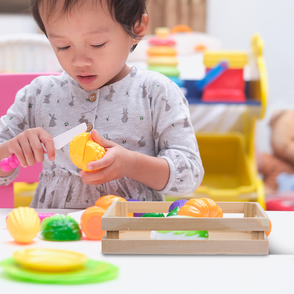 BESTYASH Wooden Basket Beige 1Pcs Room Organizer for Living Room