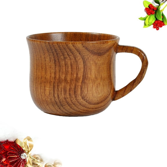 BESTYASH Wooden Beer Cup Jujube Mug With Handle 2pcs Espresso Cup Rustic Handmade Tea Cup Japanese Coffee Mug Vintage Tea Glass Jug