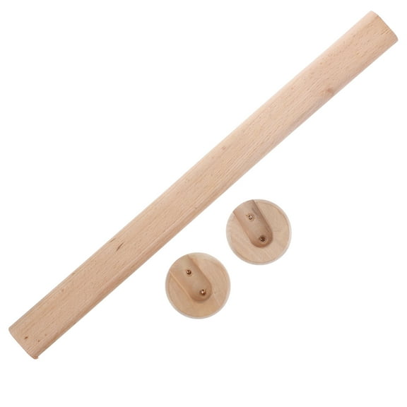 BESTYASH Wooden Closet Rod for Hanging Clothes Beech Wood MultiUse Clothes Hanging Pole Easy Installation 4050CM