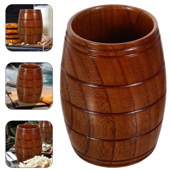 BESTYASH Wooden Dark Brown Beer Mug for Home Use Sturdy Smooth Design Multipurpose Cup for Beer and Tea