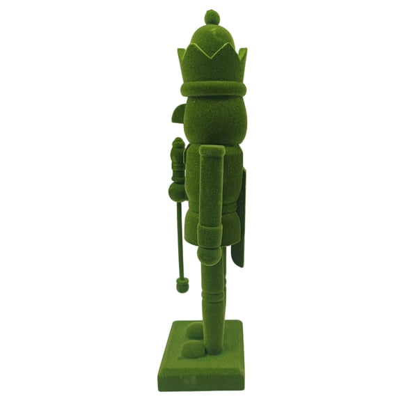 BESTYASH Festive Green Nutcracker Tabletop Decoration Crafted from Wood and Soft Flocking Material
