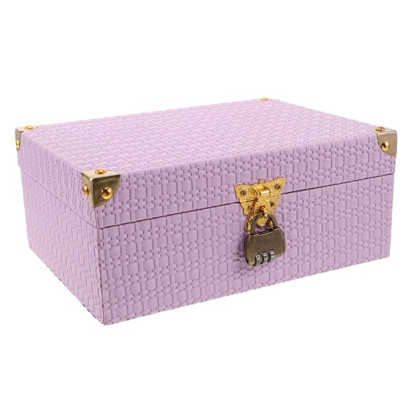 BESTYASH Wooden Storage Box with Lock Lavender Decorative Treasure Chest for Home Organization