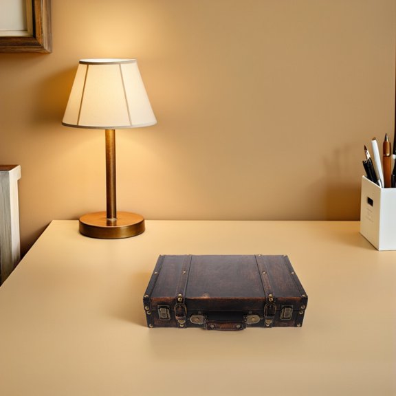 BESTYASH Wooden Vintage Travel Suitcase Decorative Storage Box Brown for Bedroom Decor