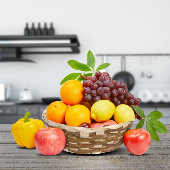 BESTYASH Woven Bamboo Basket Fruit Basket Food Storage 1 Set for Kitchenware Natural Elegance