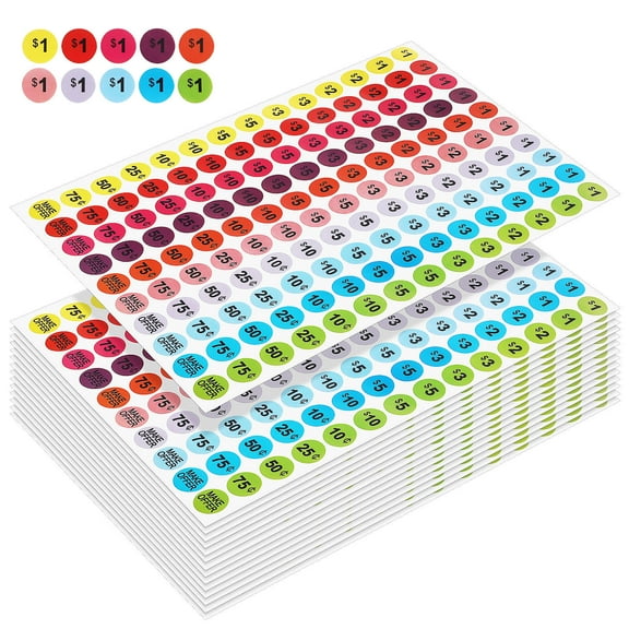 BESTYASH Yard Sale Price Stickers Circle Pricing Tags Paper Material Convenient Use for Small Business Pricing