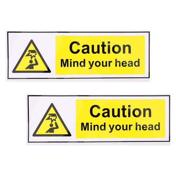 BESTYASH Yellow High Visibility Warning Sticker for Head Safety in Malls Warehouses Stairways 2pcs PP Synthetic Paper
