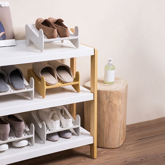 BESTYASH Yellow Stackable Plastic Shoe Shelf with Ventilated Hollow Pattern for Storage
