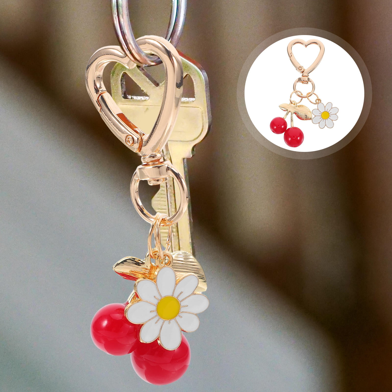 Versatile Keychain BESTYASH aesthetic keychain Cherry Pendant Keychain White ABS 1Pcs ...