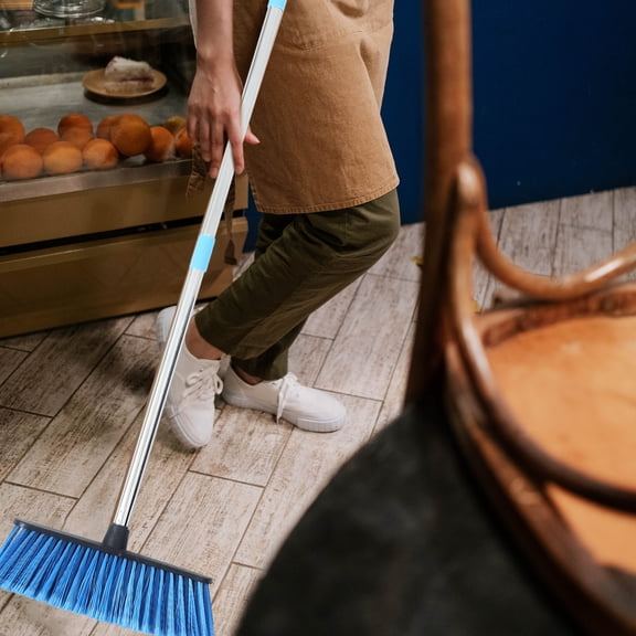 BESTYASH Compact Stainless Handle Broom Lightweight Sweeping Tool for Daily Home and Office Cleaning