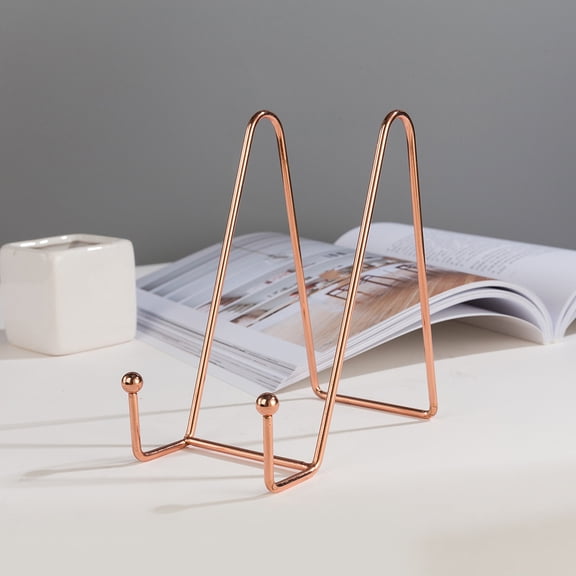 BESTYASH Tabletop Display Rack Iron Book Holder Stand Rose Gold 1Pcs for Friends and Relatives