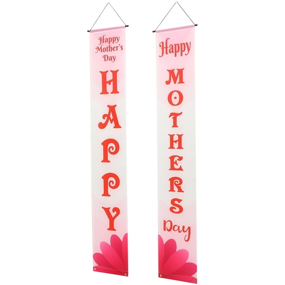 BESTYASH hanging porch banner 1 Pair of Mothers Day Banner Pink Polyester Door Curtain Design Decorative for Women