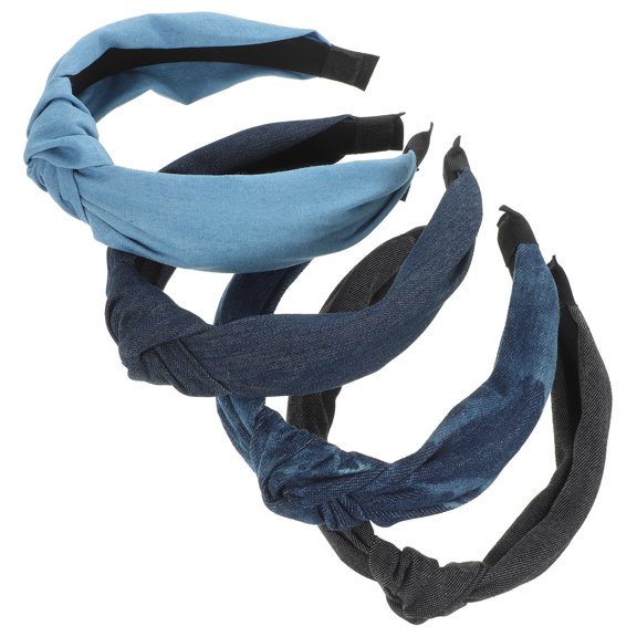 BESTYASH knotted headbands for women girls 4pcs Blue Denim Cloth Weddings