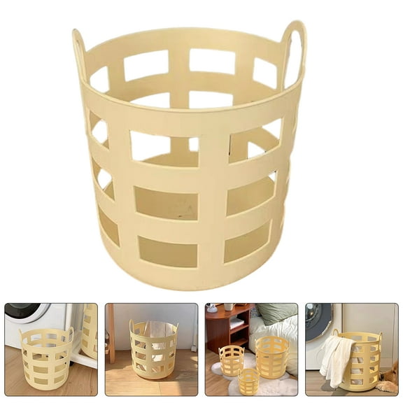 BESTYASH Plastic Clothes Storage Basket Yellow Multipurpose Laundry Organizer