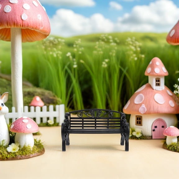 BESTYASH mini simulation furniture Miniature Bench Models Black Plastic Interior Modeling for Model Enthusiasts 2pcs