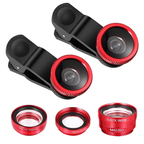 BESTYASH phone macro lens universal clip lens Red Plastic for Super Wide Angle Photography 2 Sets
