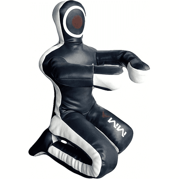 BESTZO 70 Inch Black Sitting Grappling Dummy Unfilled, Synthetic Leather MMA BJJ Jiu-Jitsu Judo Wrestling Training Dummy with Arms & Legs, Takedown, Throwing & Ground Training