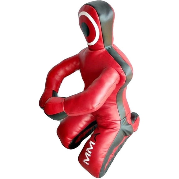 BESTZO MMA Grappling Dummy Unfilled Canvas Wrestling, BJJ, Jiu-Jitsu, Judo & Throwing Training Dummy, Punching Bag for Boxing, Karate & Martial Arts, Sitting Position 59 inche Red