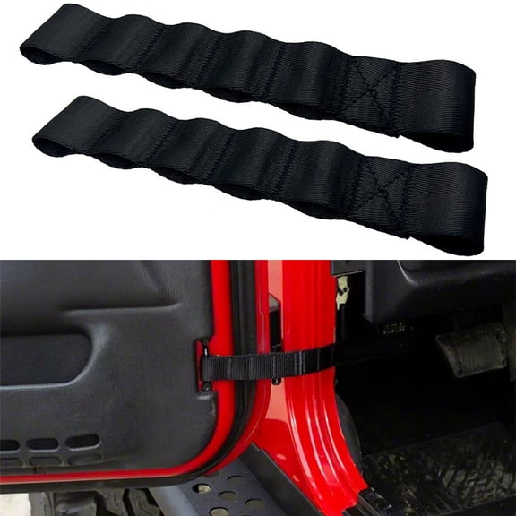BESVEH 2 Pack Adjustable Door Limiting Check Strap for Jeep Wrangler TJ JK JKU JL JLU Black