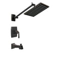 thumbnail image 1 of BESy 8-Inch Square Rain Shower Head Fixtures and Tub Faucet, Bath Faucet Tub Set with High Pressure Pressure Balance Valve Shower Set, Oil Rubbed BronzeBathtub Faucet Shower System, 1 of 9