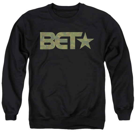 BET Camo Logo Unisex Adult Crewneck Sweatshirt (2X-Large) Black
