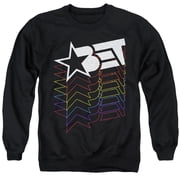 BET Logo Cascading Rainbow Unisex Adult Crewneck Sweatshirt 3X-Large Black