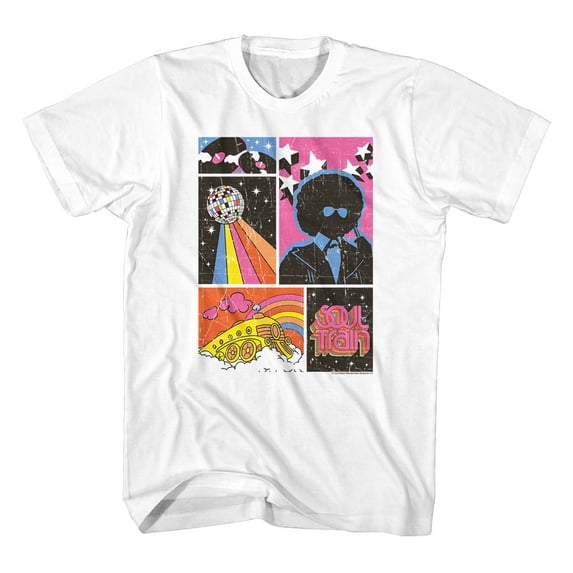 BET Disco Squares White Adult T-Shirt 2Xl