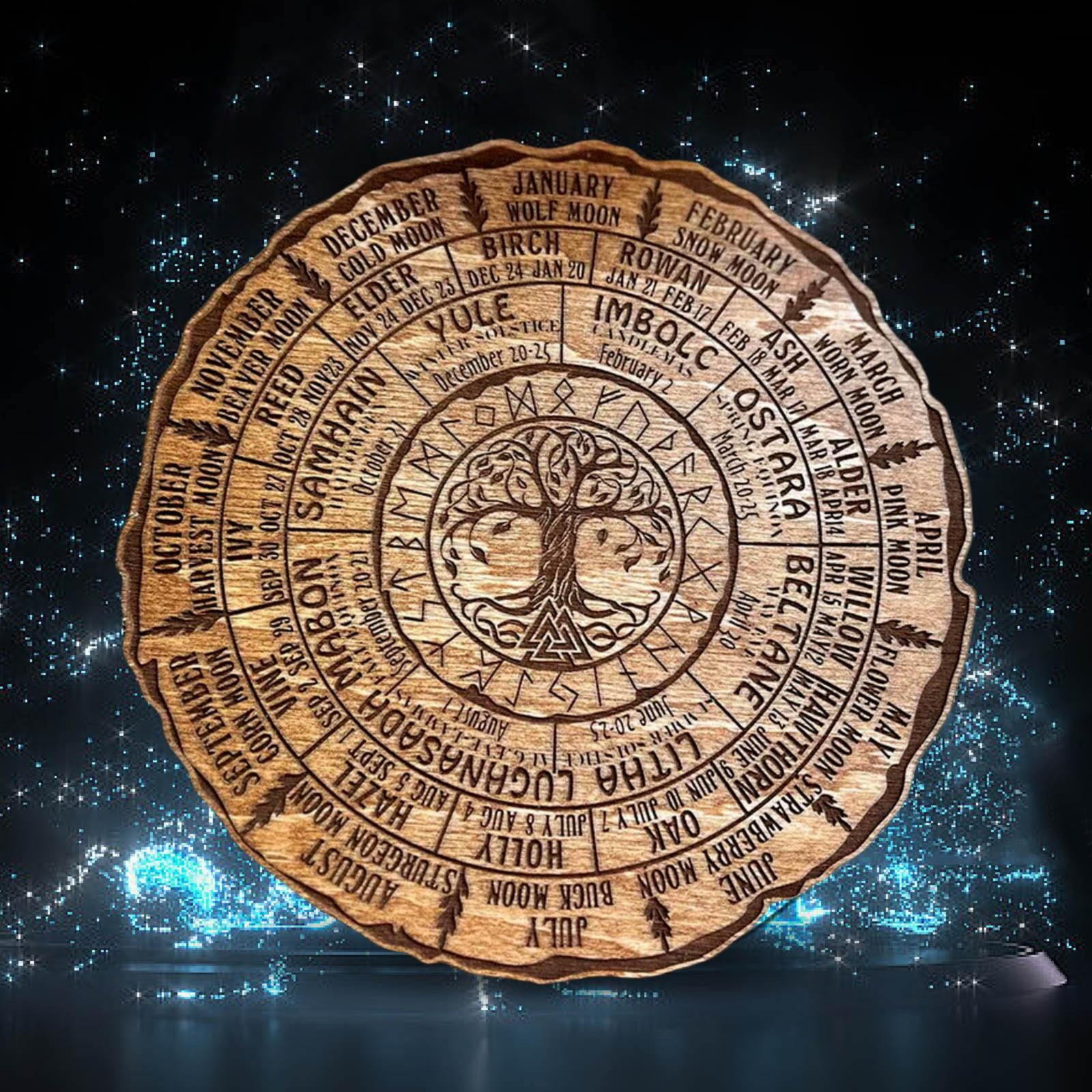 BETADOG Clearance Sales Tree Calendar Wheel Of The Year Wood Sign Tree betadog-clearance-sales-tree-calendar-wheel-of-the-year-wood-sign-tree