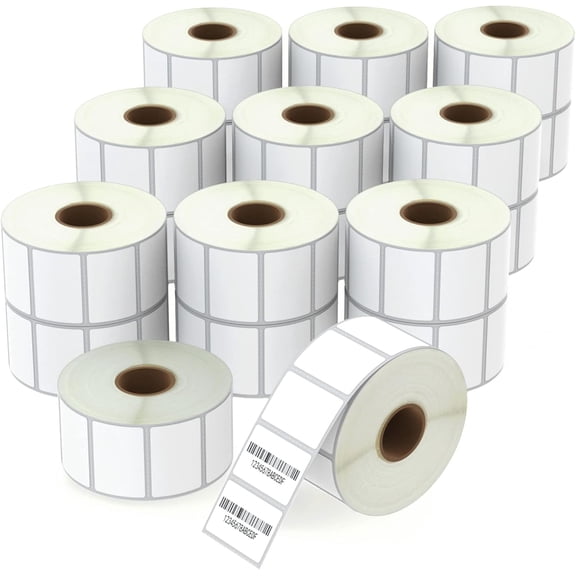 BETCKEY - 1.5" x 1" (38 mm 25 mm) All Purpose & Address Labels Compatible with Zebra Rollo Label Printer,Premium Adhesive Perforated [20 Rolls, 26000 Labels]