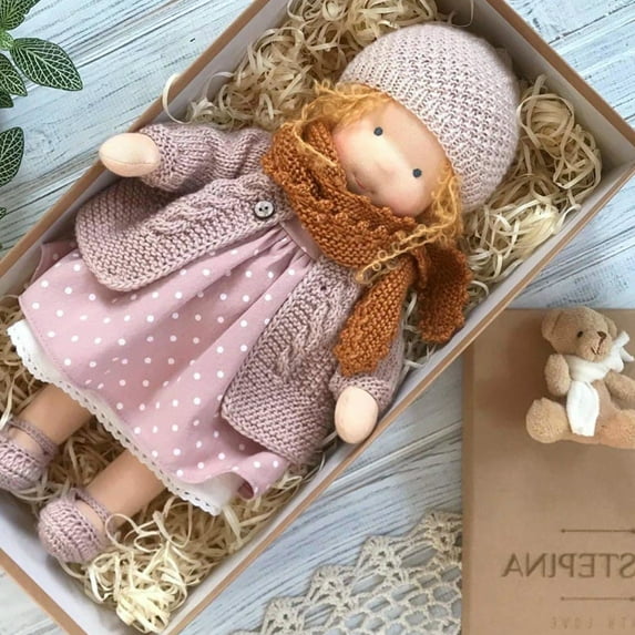 BETEAM Waldorf Doll Handmade 100% Organic Cotton Dolls for 2+ Year Old Girls Rag Doll as Birthday Gifts Plush Figure Toys For Christmas Gifts -16