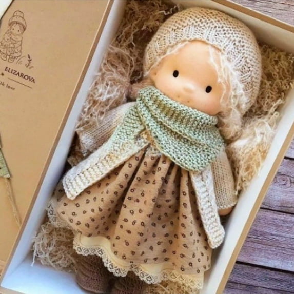 BETEAM Waldorf Doll Handmade 100% Organic Cotton Dolls for 2+ Year Old Girls Rag Doll as Birthday Gifts Plush Figure Toys For Christmas Gifts -30