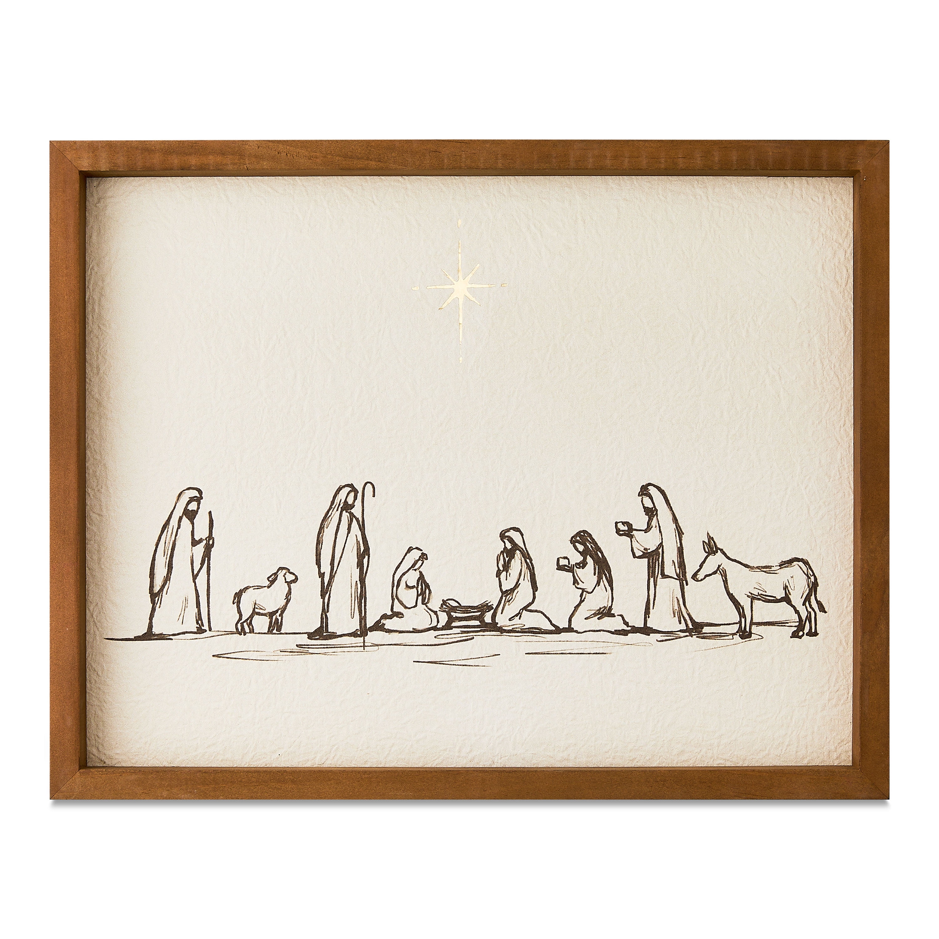 Nativity Scene with Bethlehem Star Framed Christmas Wall Art, 14" x 11", by Holiday Time