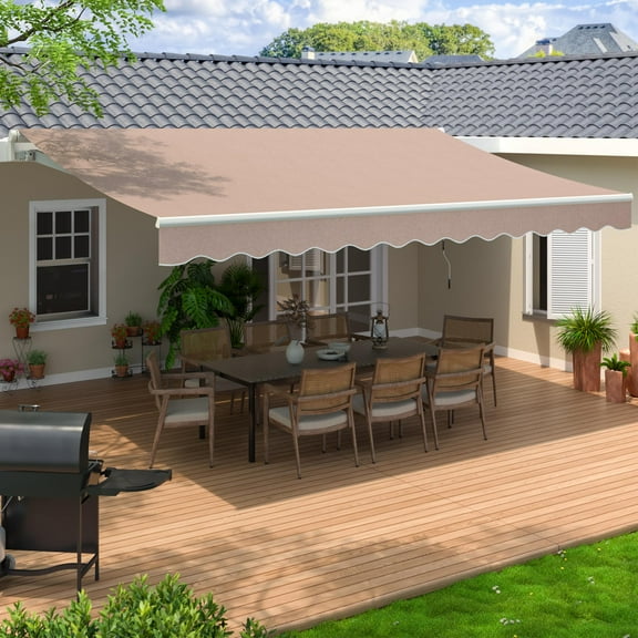 BETISEF 13' x 8' Patio Retractable Awning Outdoor Sun Shade Shelter Canopy Water UV/Heat Resistant with Crank Handle for Deck