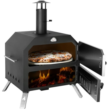 BETISEF 15''Outdoor Pizza Oven Wood Fired Pizza Oven Portable Patio Ovens &Pizza Stone, Pizza Peel,Adjustable Legs,Waterproof Cover