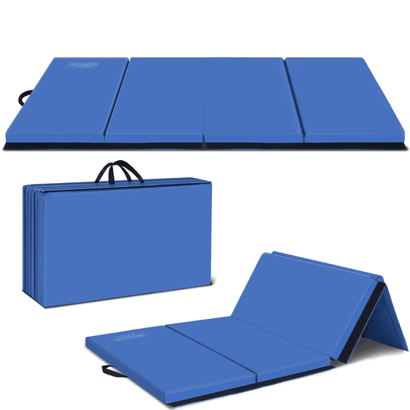 BETISEF 3'x6'x2'' Thick Folding Gymnastics Exercise Mat Aerobics Stretching Yoga Mats Blue