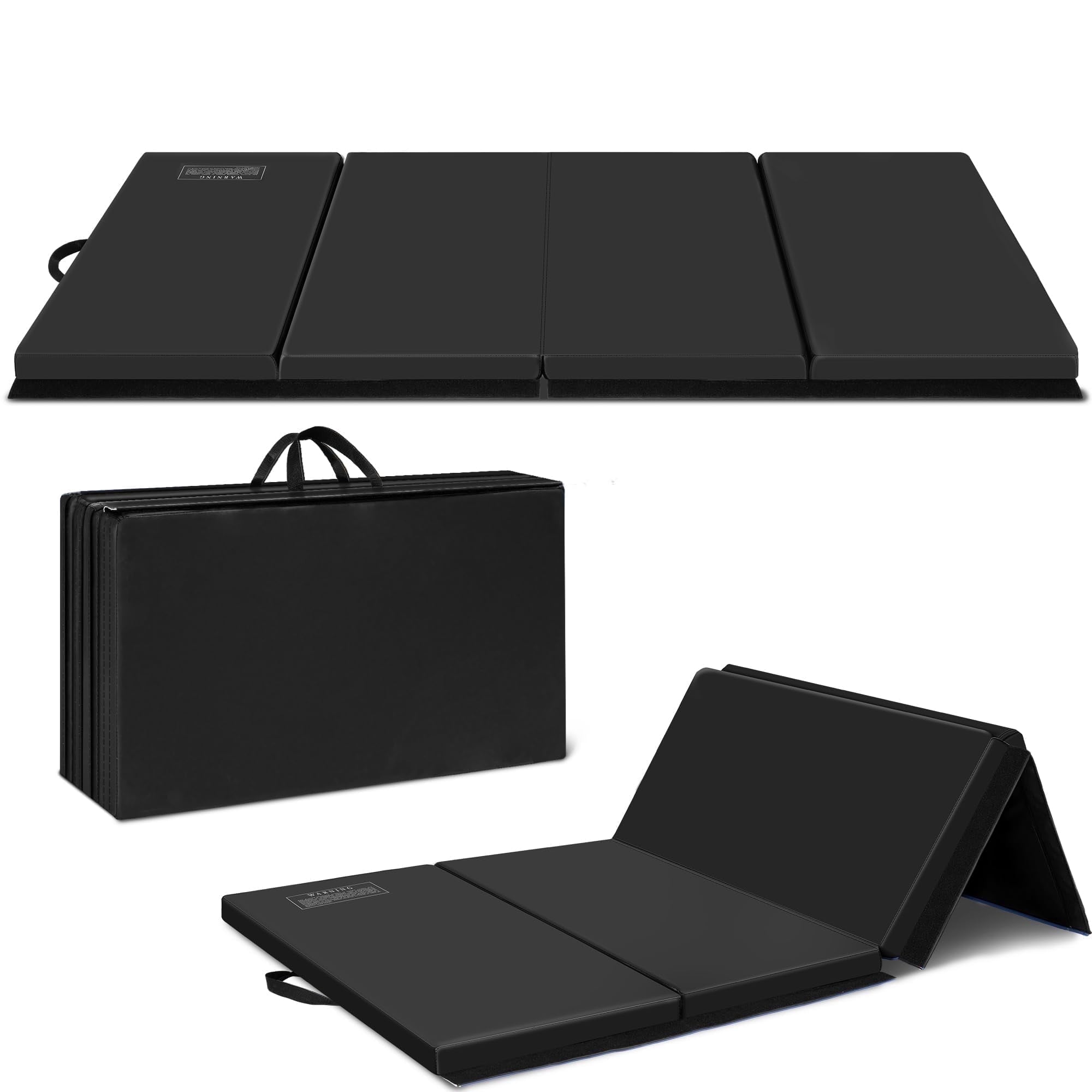 BETISEF 3'x6'x2'' Thick Folding Gymnastics Mat Aerobics Stretching Yoga Mats Black
