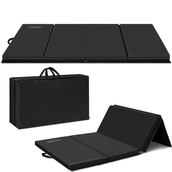 BETISEF 3'x6'x2'' Thick Folding Gymnastics Mat Aerobics Stretching Yoga Mats Black