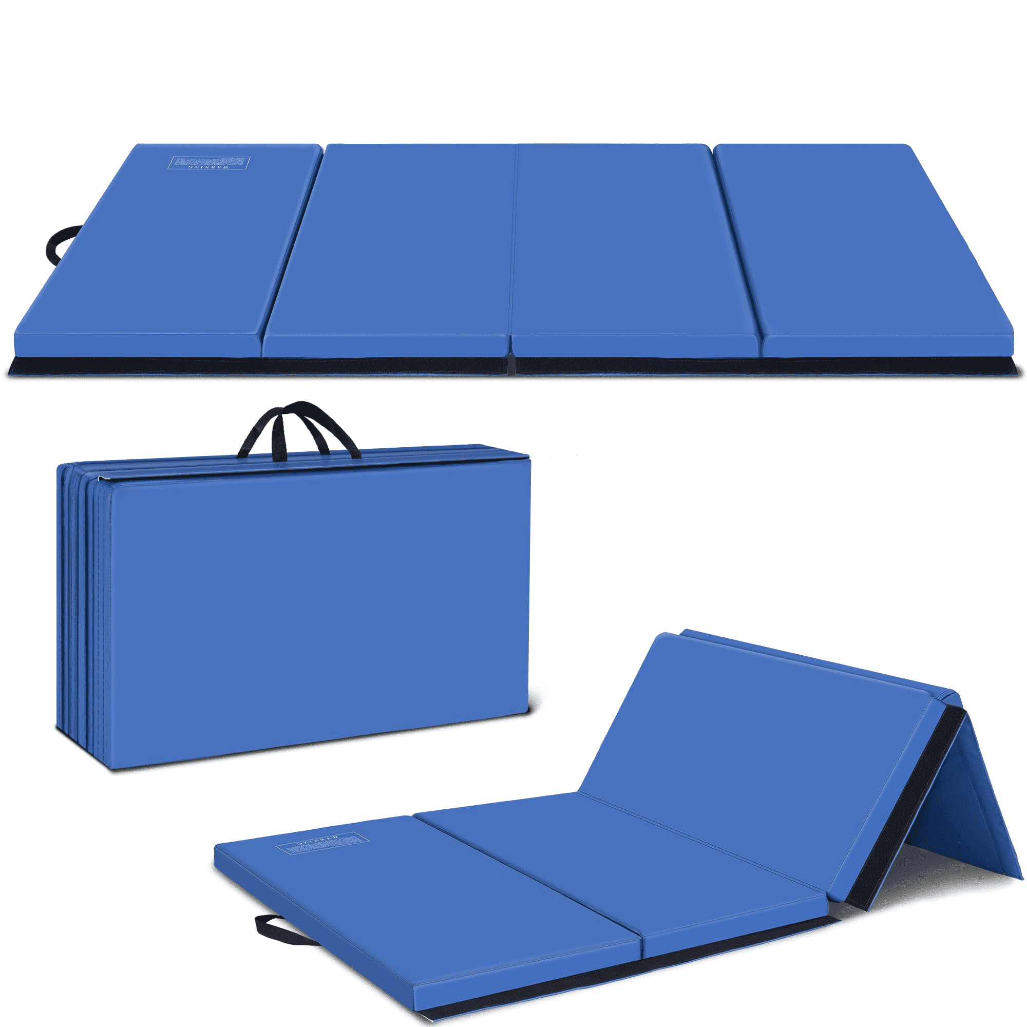 BETISEF 3'x6'x2'' Thick Folding Gymnastics Mat Aerobics Stretching Yoga Mats Blue