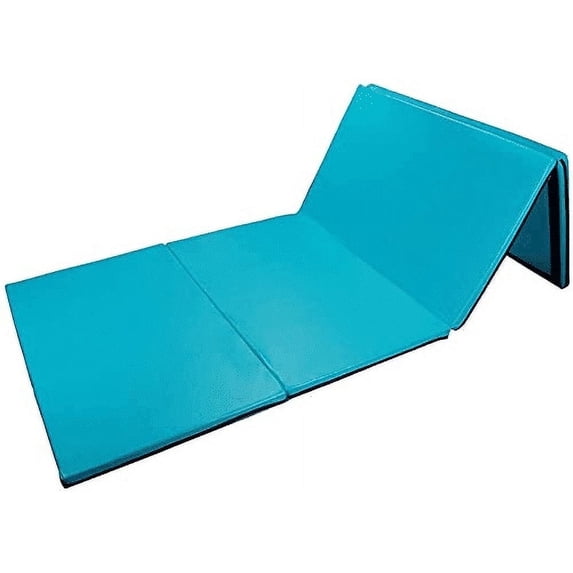 BETISEF 4'x8'x2'' Multipe Colors Thick Gymnastics Mat,Folding Gym Exercise Mats,Stretching Fitness Yoga Mat(Blue-green)