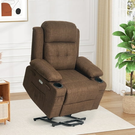 Betisef Adjustable Electric Power Lift Recliner Chair for Elderly, Massage Lift Chair W/ Heat , Assist Recliner Brown