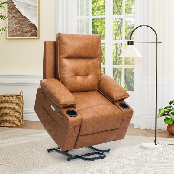 Betisef Adjustable Electric Power Lift Recliner Chair for Elderly, Massage Lift Chair W/ Heat , Assist Recliner Brown