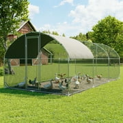 Betisef Large Metal Chicken Coop Walk-in Poultry Cage Pen Rabbit Duck Habitat Cage Hen Run House with Waterproof&Anti-UV Cover for Outdoor Backyard Farm Use w/ domed roof (18.7’ L×9.19’ W)