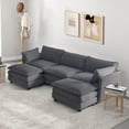 thumbnail image 1 of Betisef Modular Sectional Sofa W/ Deep Seat,Freely Combined Comfy Corduroy Couch,Arm chair W/ Pillows for Living Room,Apartment,Studio,U-Shaped 3-seat Oversized Sofa W/ Double Movable Ottomans Gray, 1 of 7