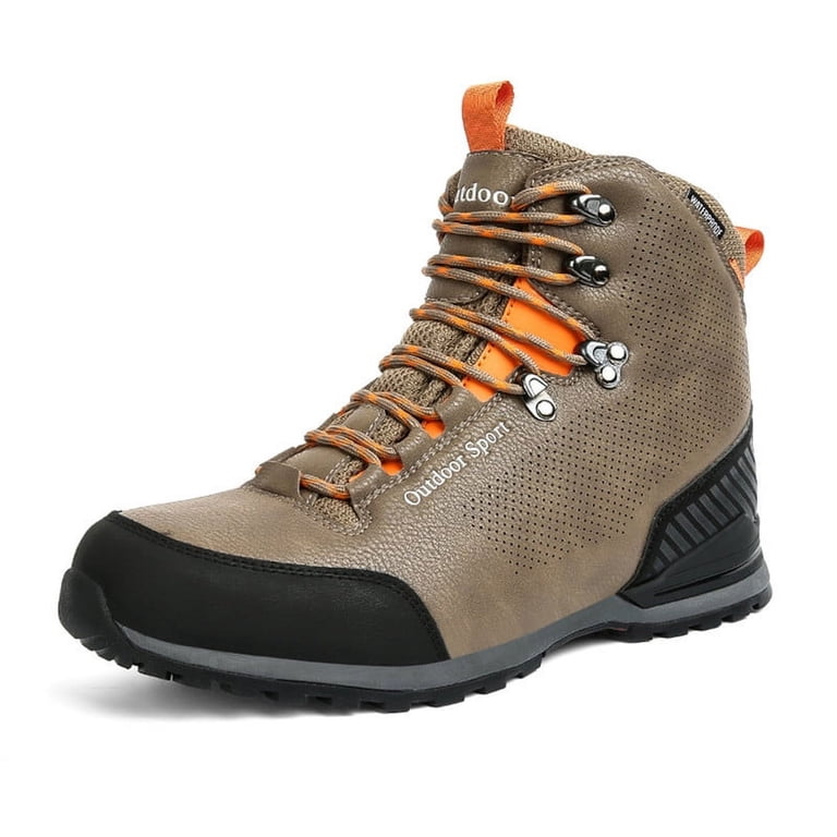 Brown Outdoor Hiking Boots with Orange Accents ROCKROOSTER Farmington Brown 6 Inch Waterproof Hiking Boots  main image 3